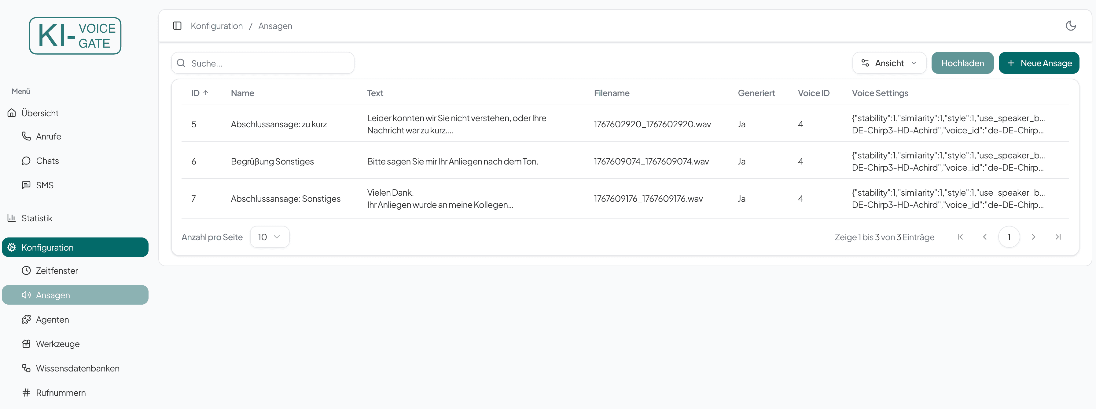 Ansage Abschluss Sonstiges