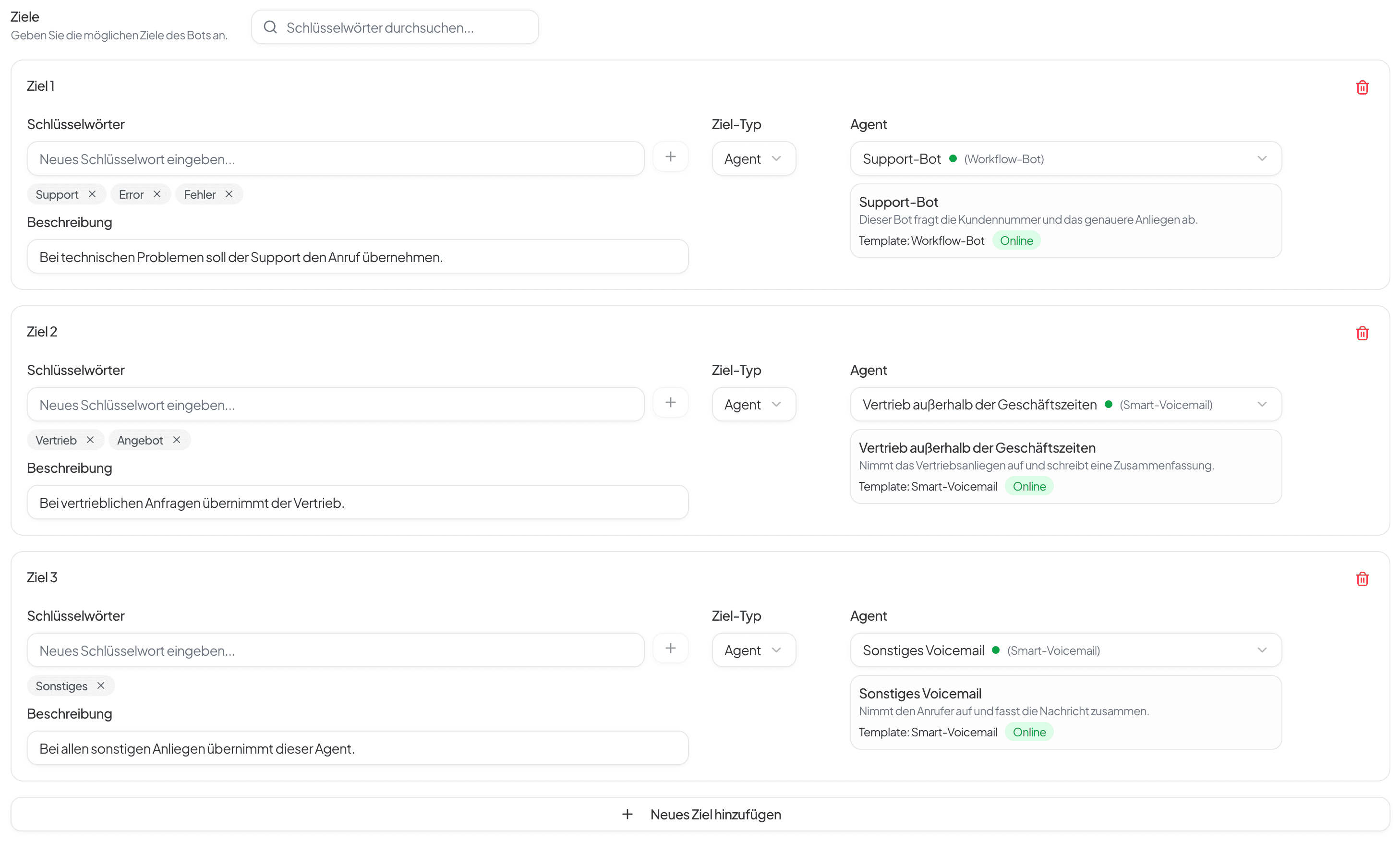 Operator Ziele außerhalb der Geschäftszeiten Vertrieb