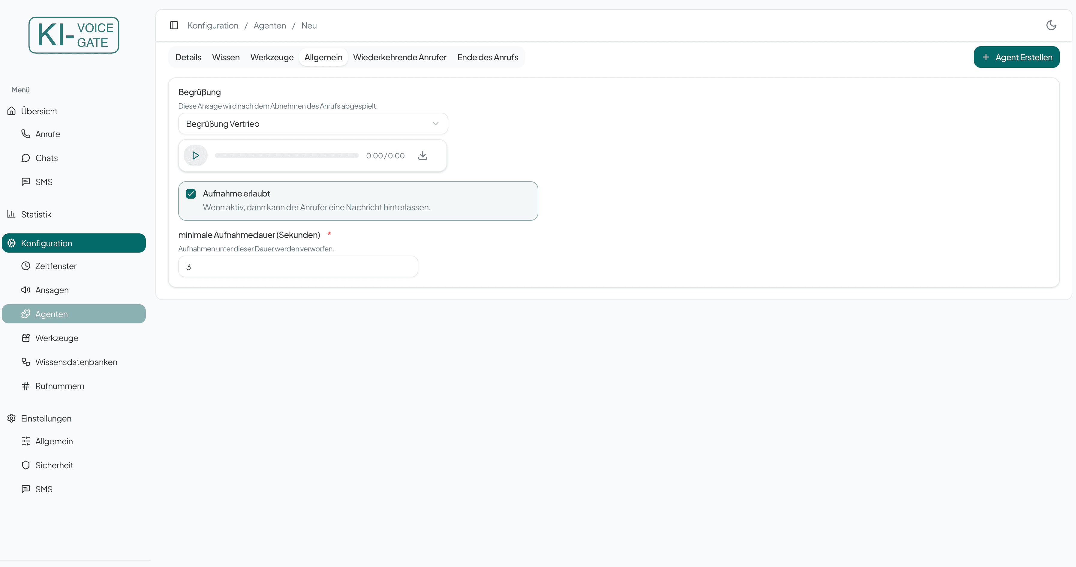 Smart Voicemail Allgemein Vertrieb außerhalb der Geschäftszeiten