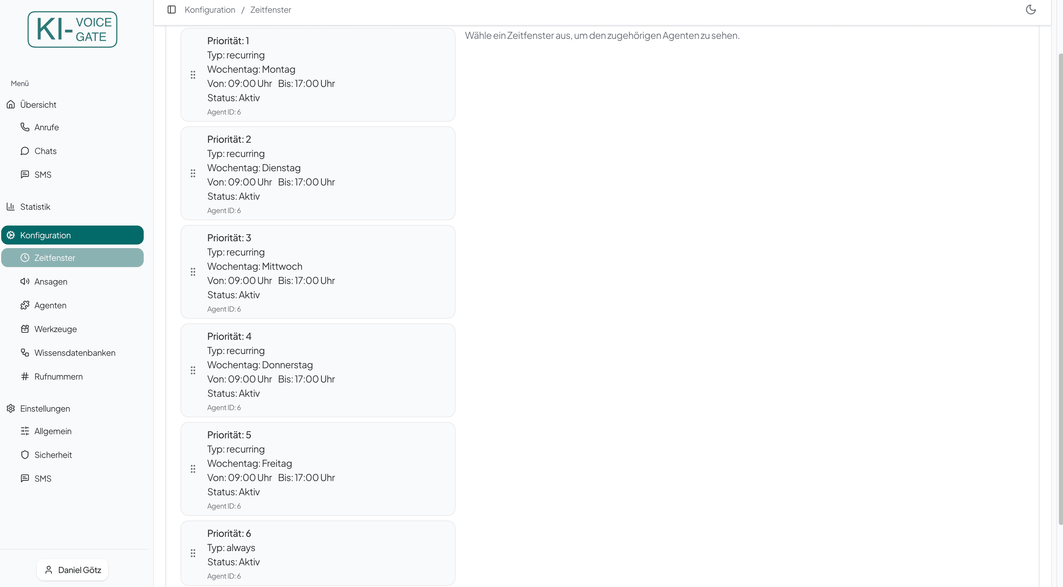 Zeitfenster sortieren