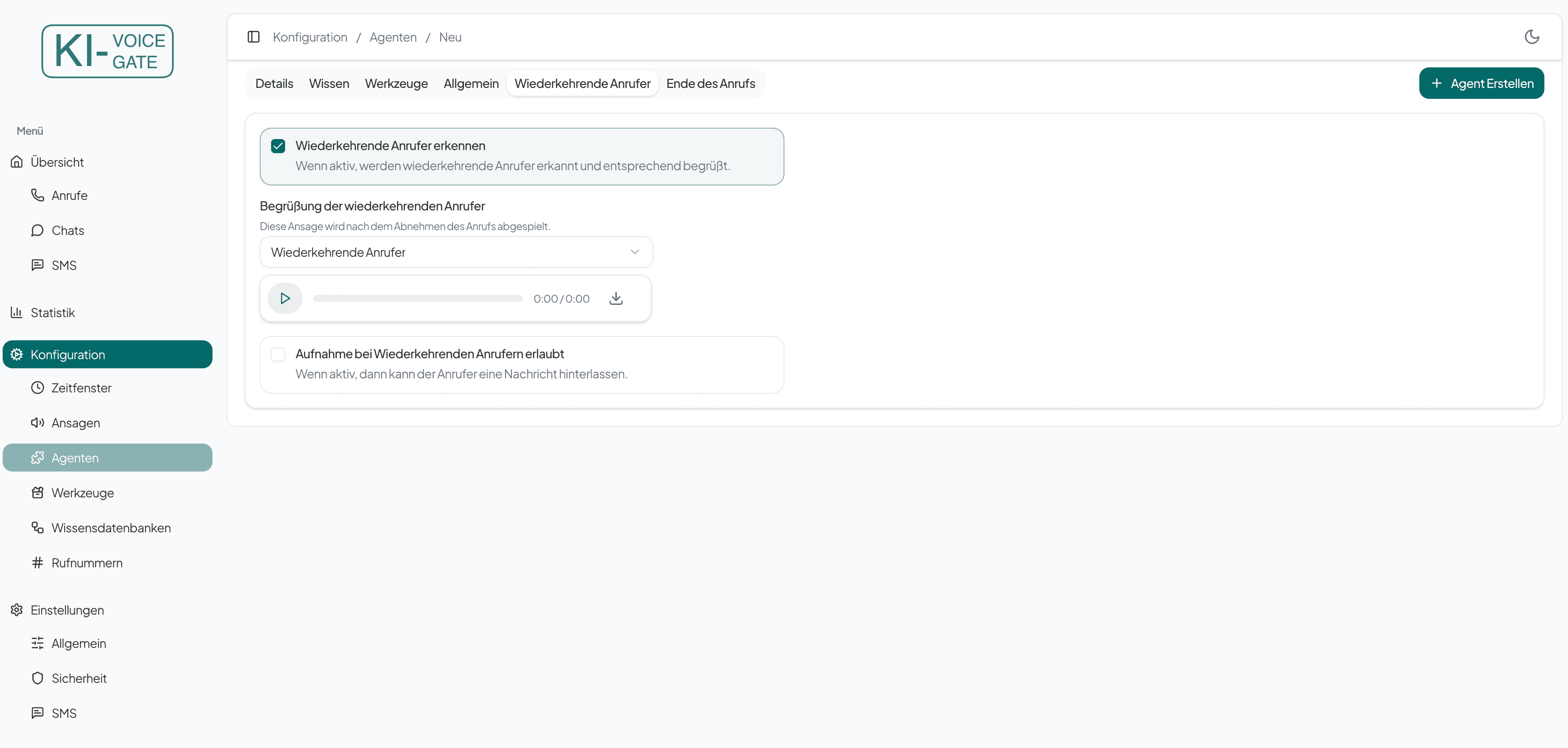 Agenten Wiederkehrende Anrufer