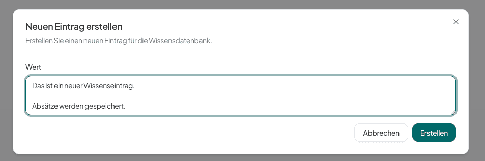 Eintrag erstellen