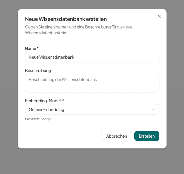 Neue Wissensdatenbank erstellen
