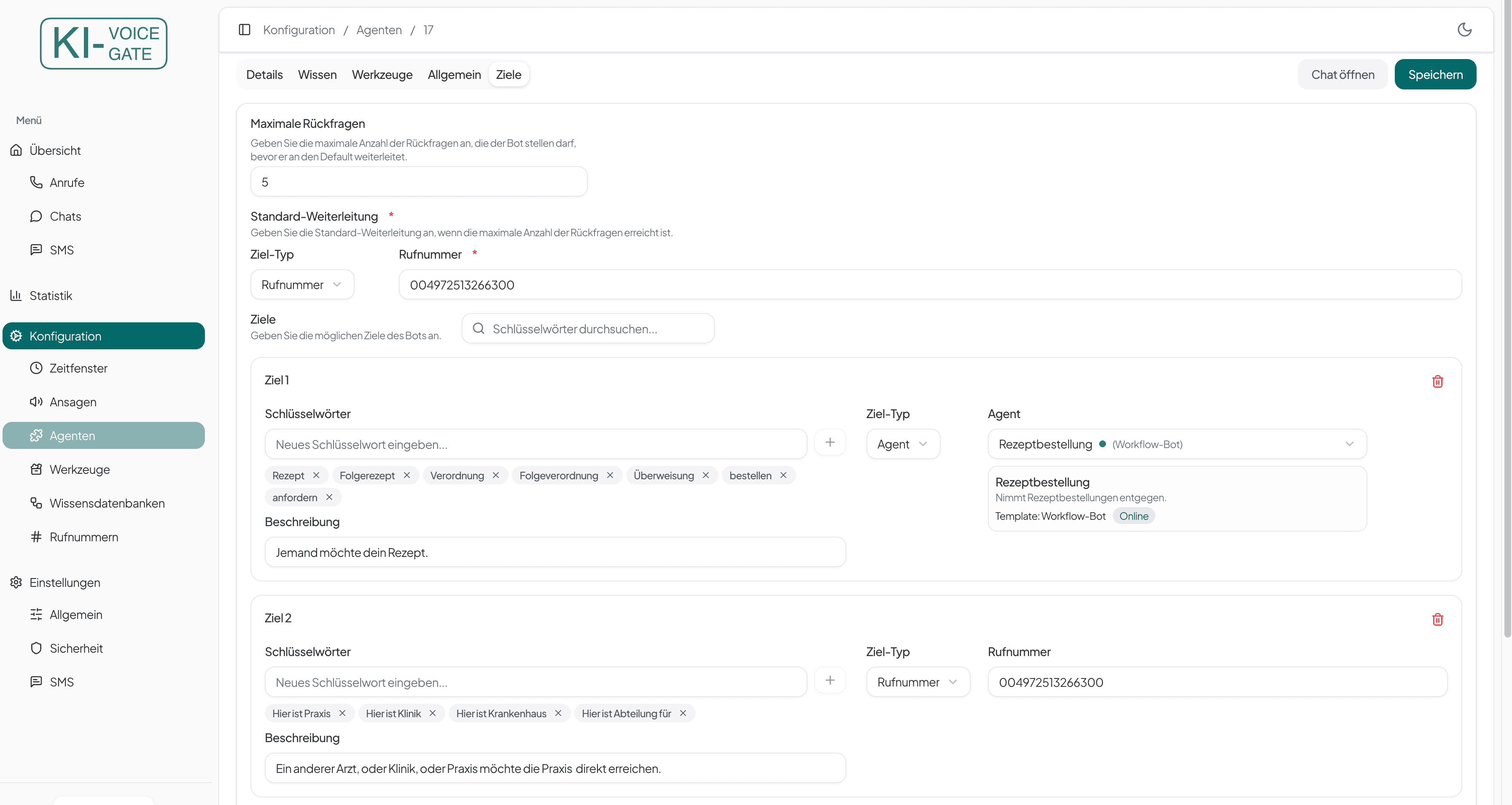 Operator Ziele Einstellungen