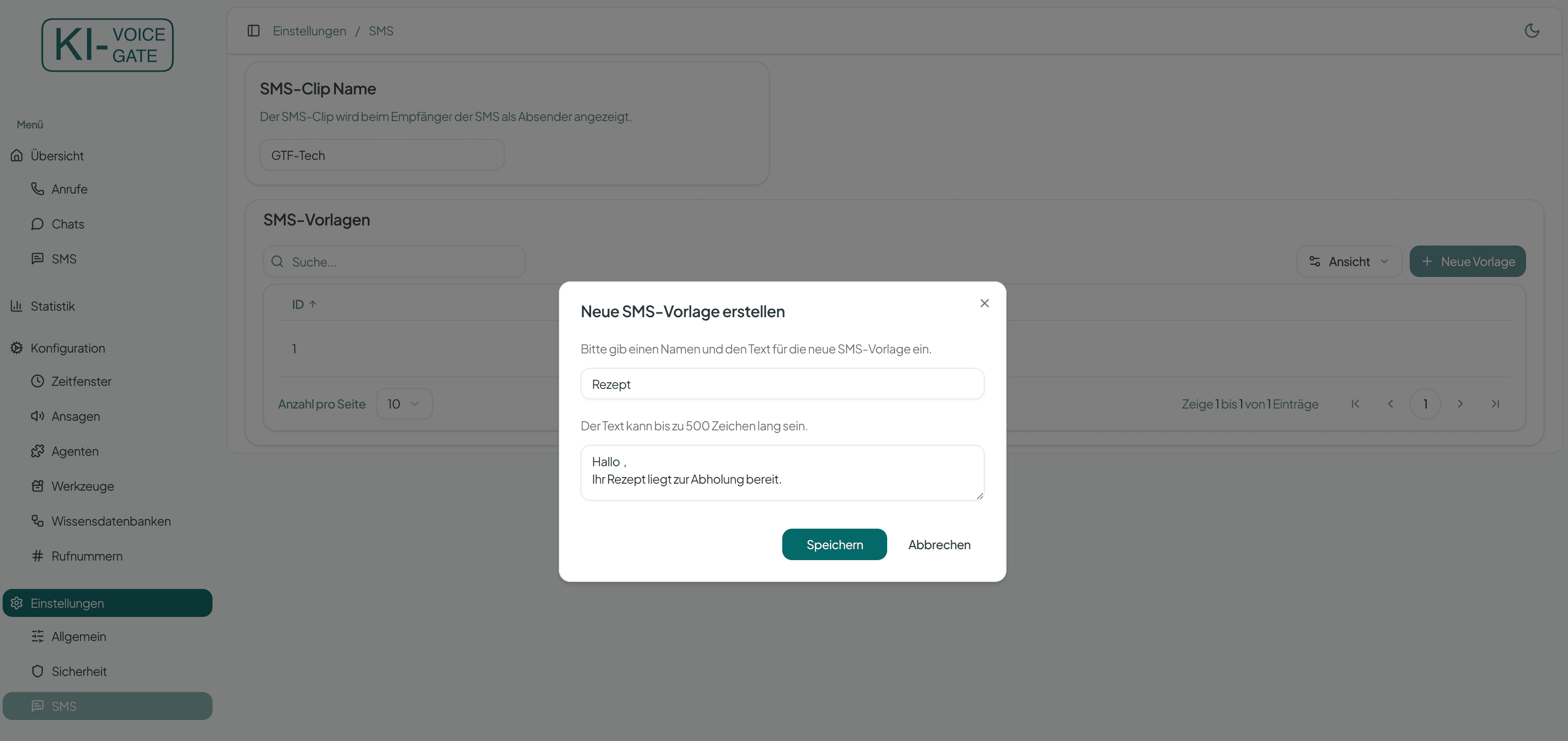 SMS Vorlage erstellen