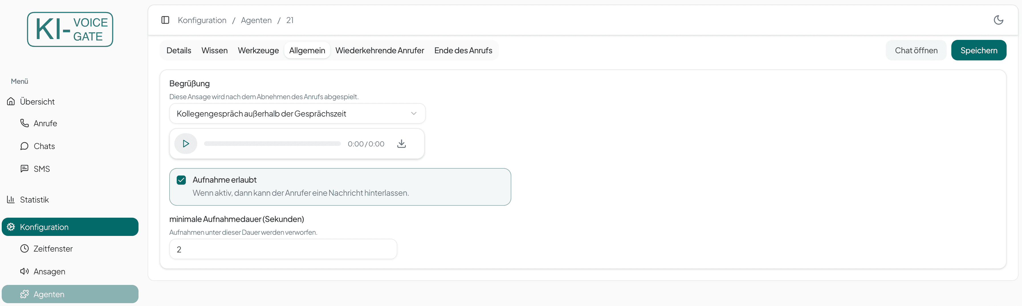 Smart Voicemail Einstellungen