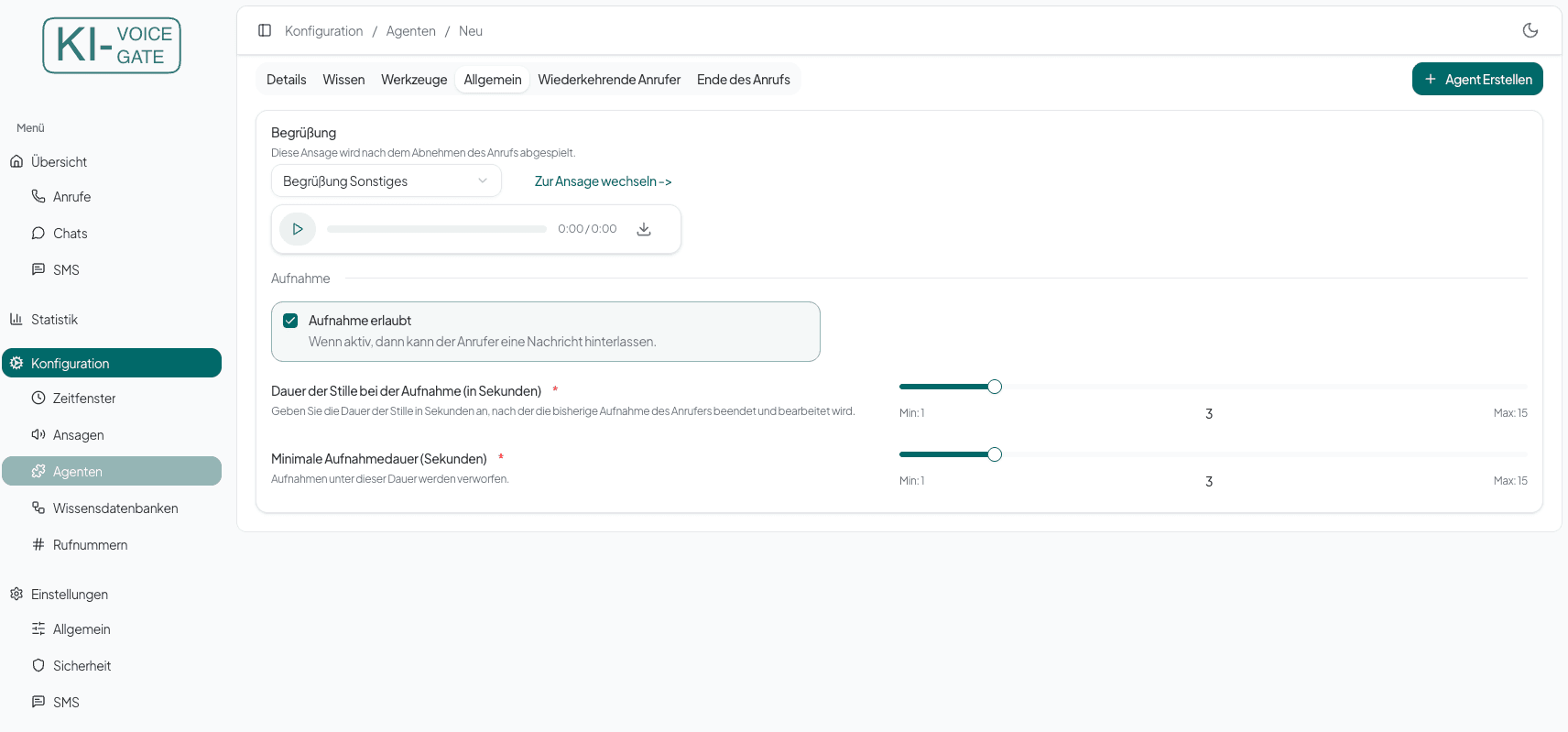 Smart Voicemail Einstellungen